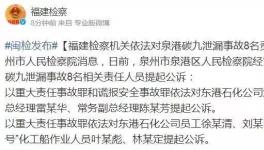 嚴懲！泉港碳九泄漏事故8名責任人員被公訴！